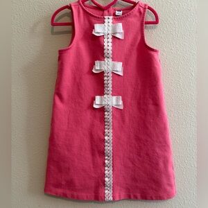 Janie and Jack Pink Dress with White Bow Details